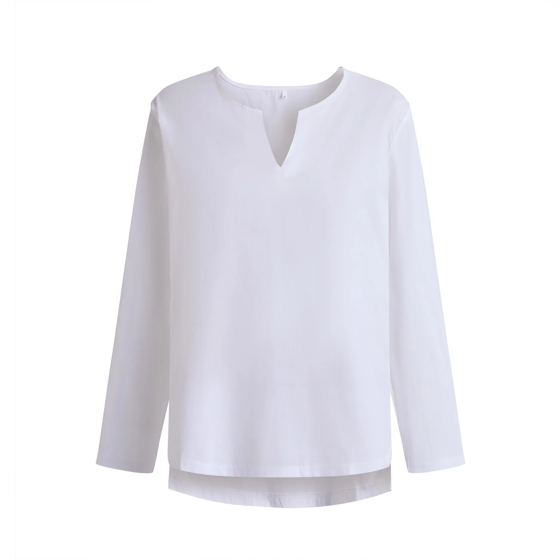 Men Loose Fit V Neck Long Sleeve Solid Tshirts