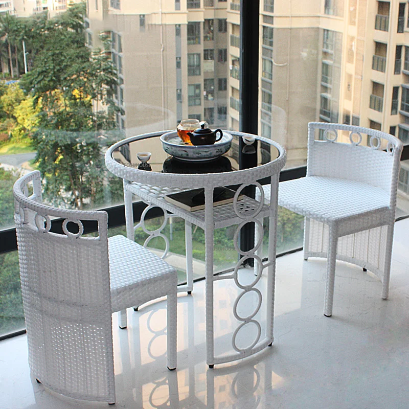 Outdoor tables, chairs, rattan weaving, dining room, balcony coffee table  five-piece - AliExpress