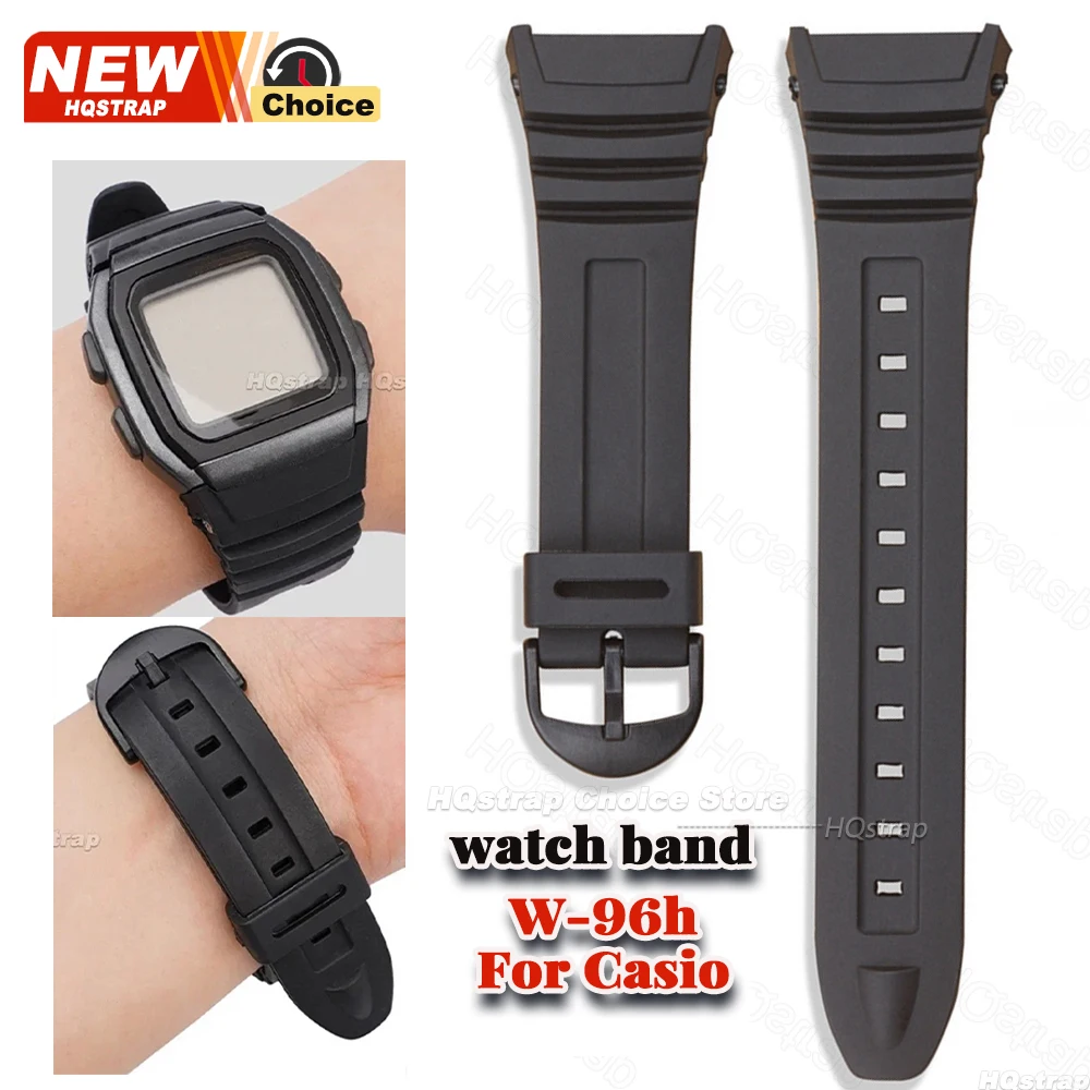 สายนาฬิกา PU สำหรับ Casio W-96h กันน้ำ