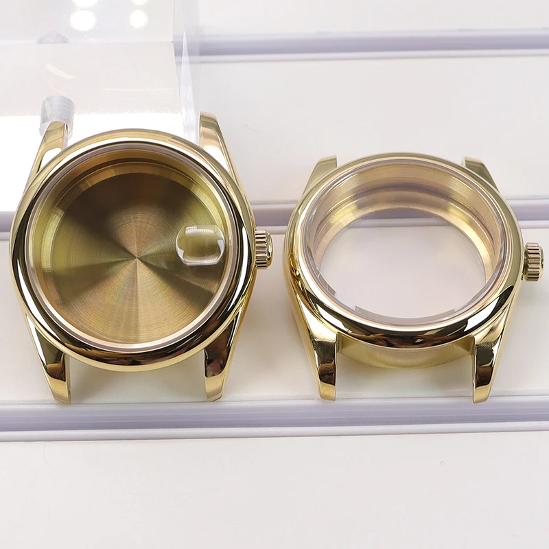 Watch accessories watch case watch protective case watch cover watch protective cover FENYA 36mm 40mm Gold Round Edge Watch Case Sapphire Glass For Oyster Seiko NH36 NH35 NH34 Miyota 8215 Movement 28.5mm Dial 10ATM