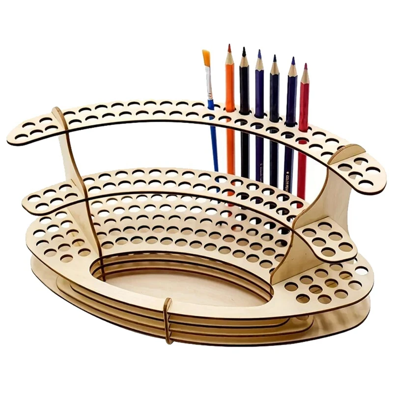 Paint Brush Holder, Wooden Paint Brush Holder, Stand Desktop Storage Rack, Watercolor Tray Pencil Holder-AT81