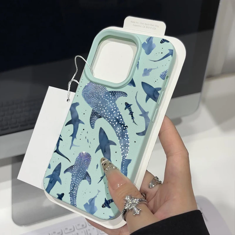 Whale Pattern Shockproof Soft Silicone Leather Texture Phone Case