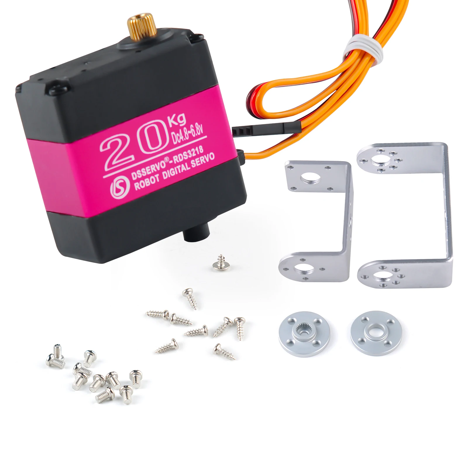 RDS3218 20KG Dual Shaft Digital Servo U Mouting Bracket 180/270 Degree High Torque Full Metal Gear Robotic Servo 4PCS