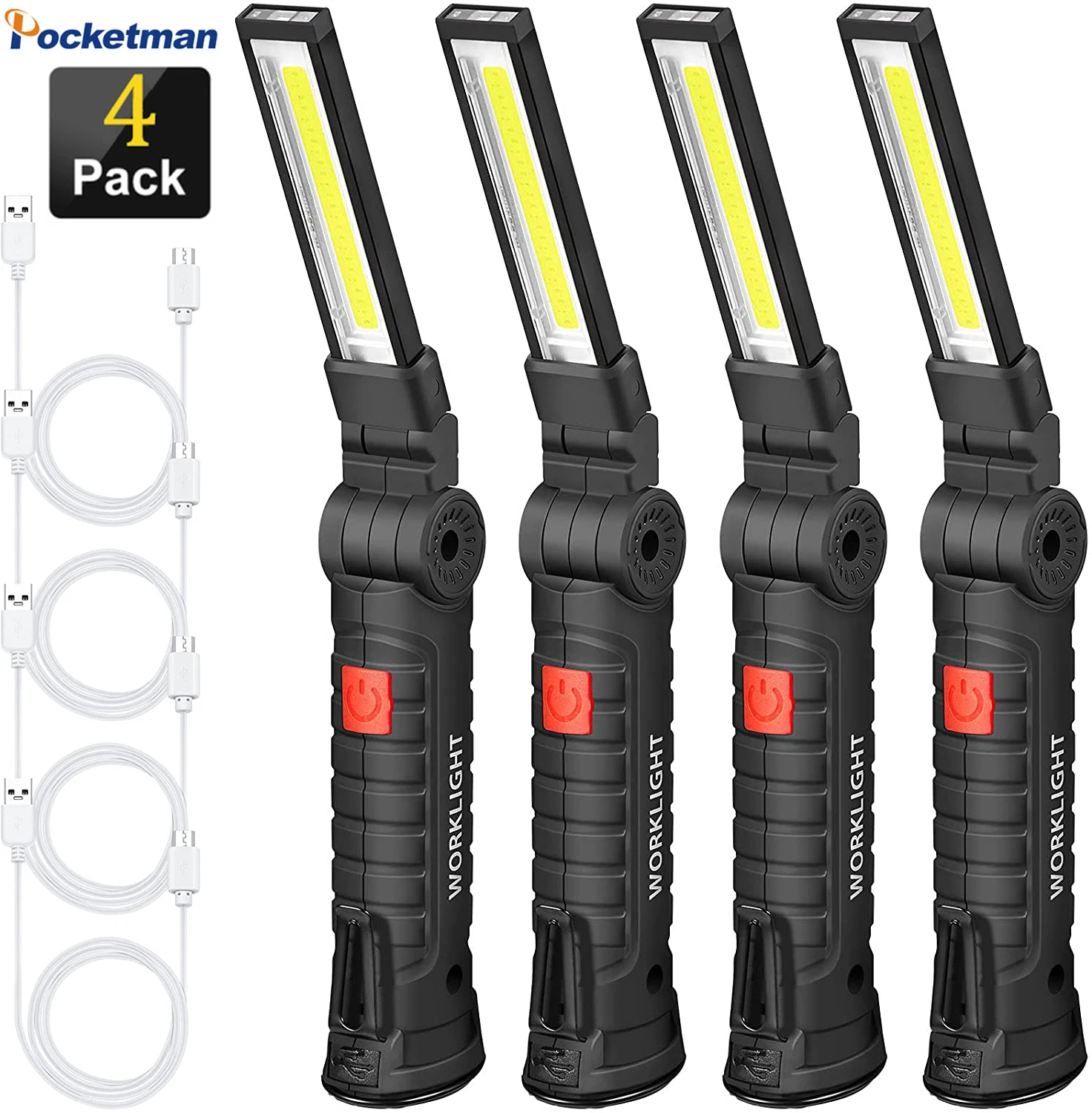 

LED Work Lights Magnetic Base Flashlights Waterproof Torch Foldable 5 Modes USB Rechargeable Work Light Emergency Light