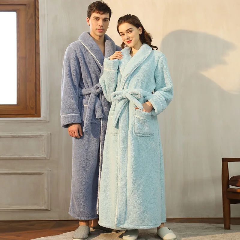 Women's Winter Pajamas Sleepwear Robe for Women Bathrobes Women's Pajamas for Couples Flannel Warm House Clothes for Man