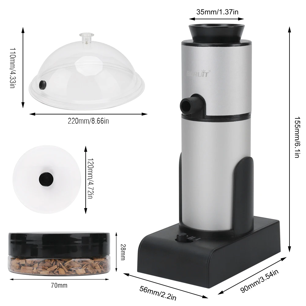 BORUiT New Smoking Gun Cold Smoker Generator Set BBQ Wood Chips For Smoking Cooking Meat Burn Smokehouse Cooking for BBQ Grill