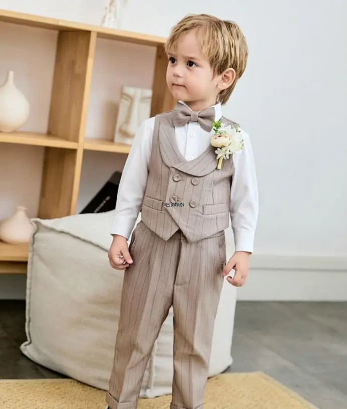 Boys Suit Set Baby Kids Beaufitul Photograph Suit Flower Boys Luxurious Birthday Dress Children Formal Wedding Performance Dance Tuxedo Wear