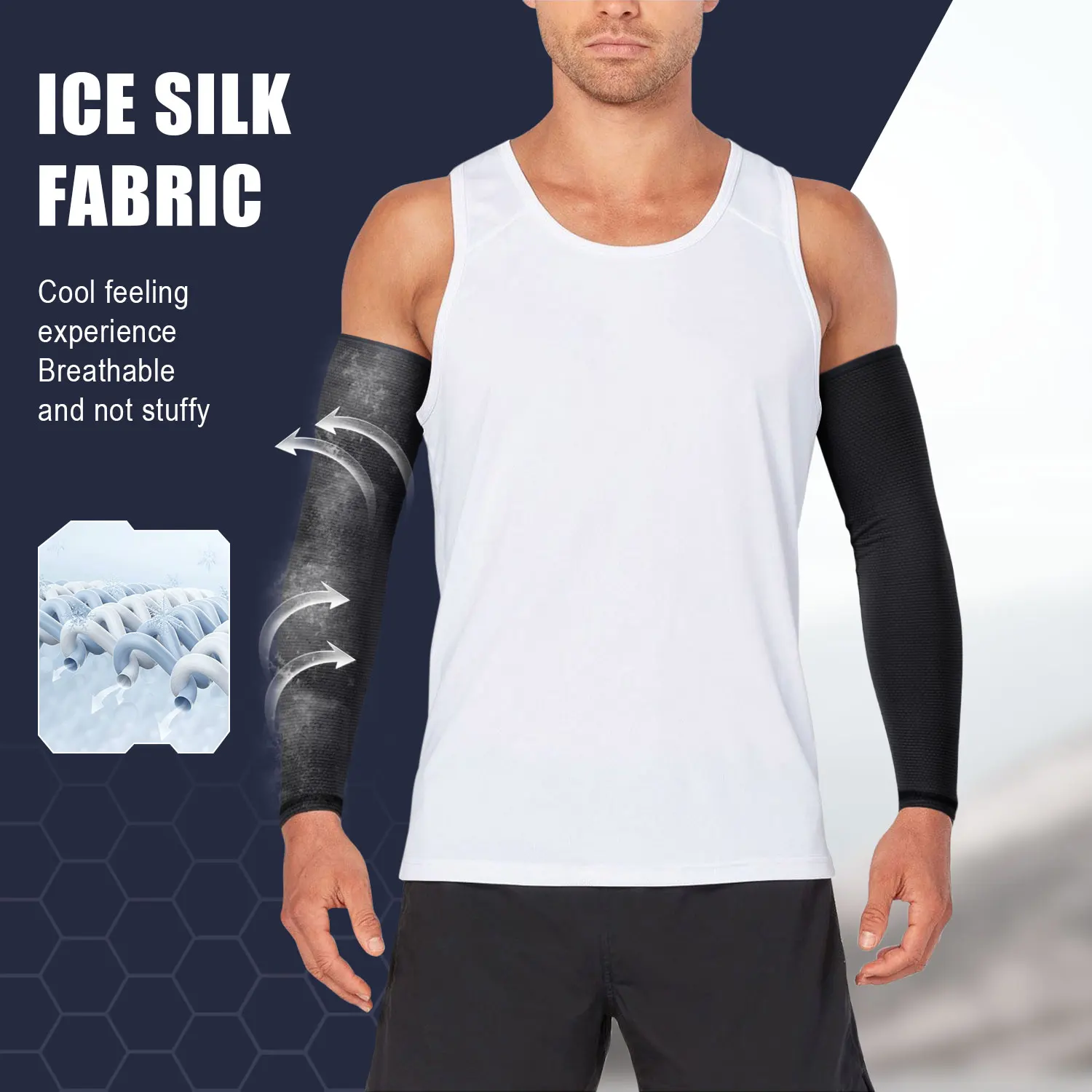 Cooling Arm Sleeves Cover Sports Running UV Sun Protection Outdoor Fishing Cycling Basketball Elastic Cuffs Arm Warmers 1 Pair