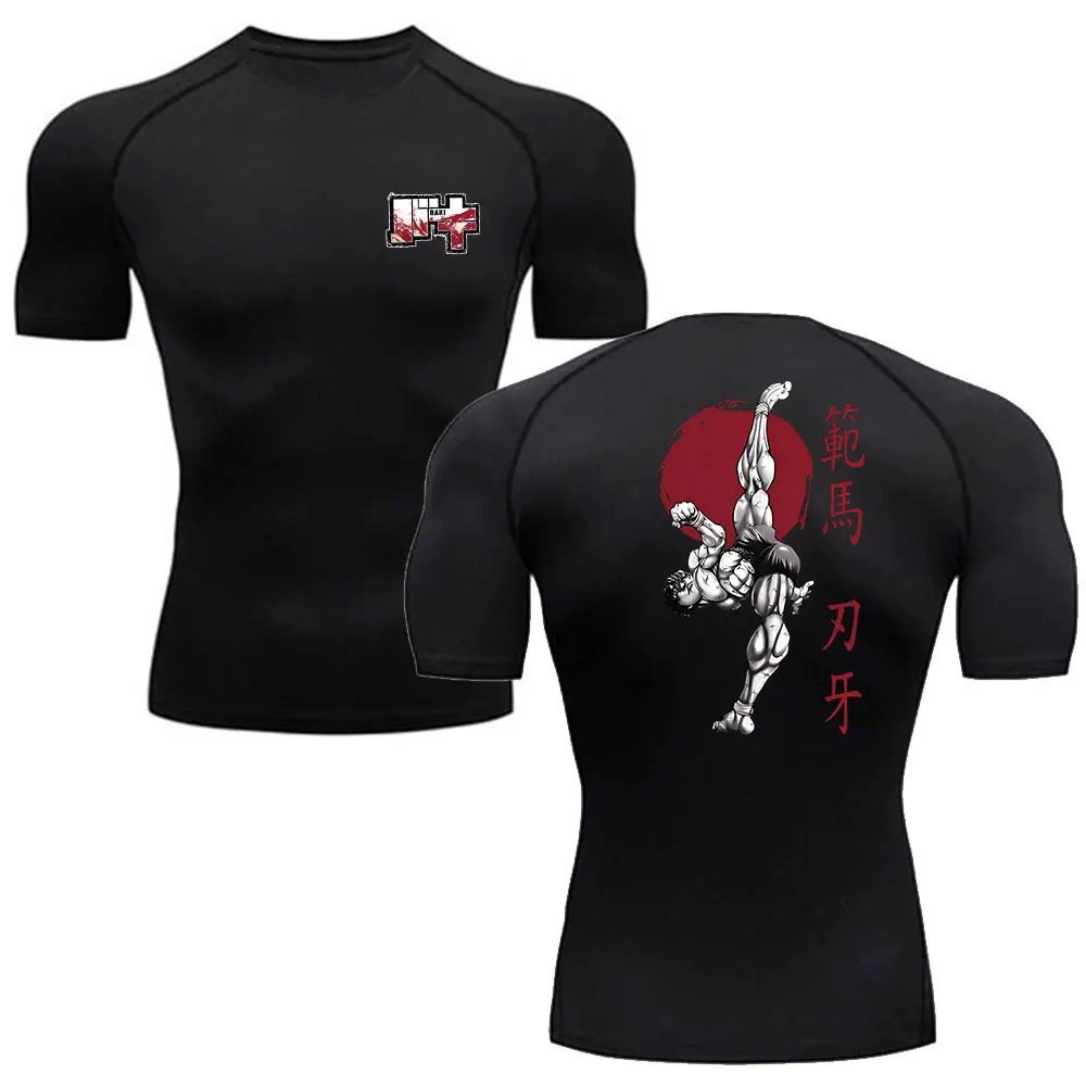 

Anime Baki Hanma Men'S T Shirt Gym Fitness Boxing Outdoor Training MMA Rash Guard Boxing Tshirt Herren Jiu Jitsu Bjj Sport Shirt