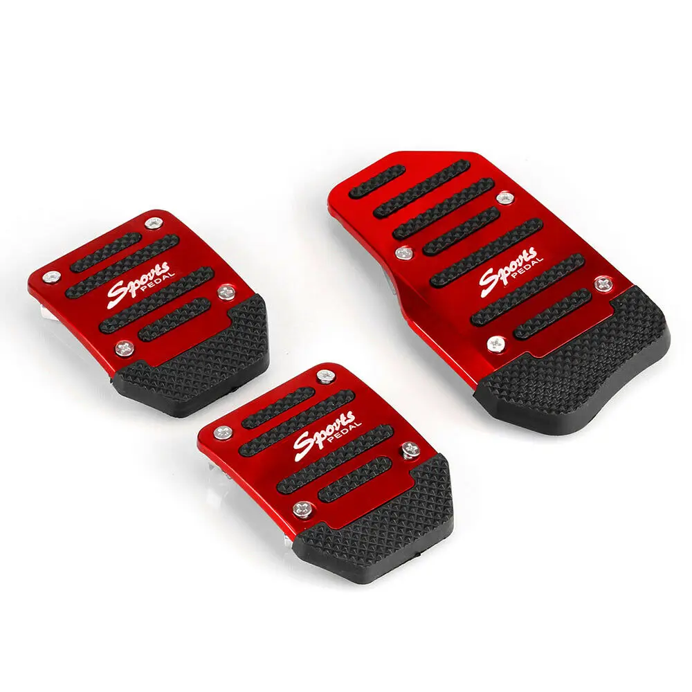 Car Pedals Universal 3pcs Aluminum Automatic Transmission Car Pedal Cover Non-Slip Brake Fuel Gas Foot Pad Set Kit
