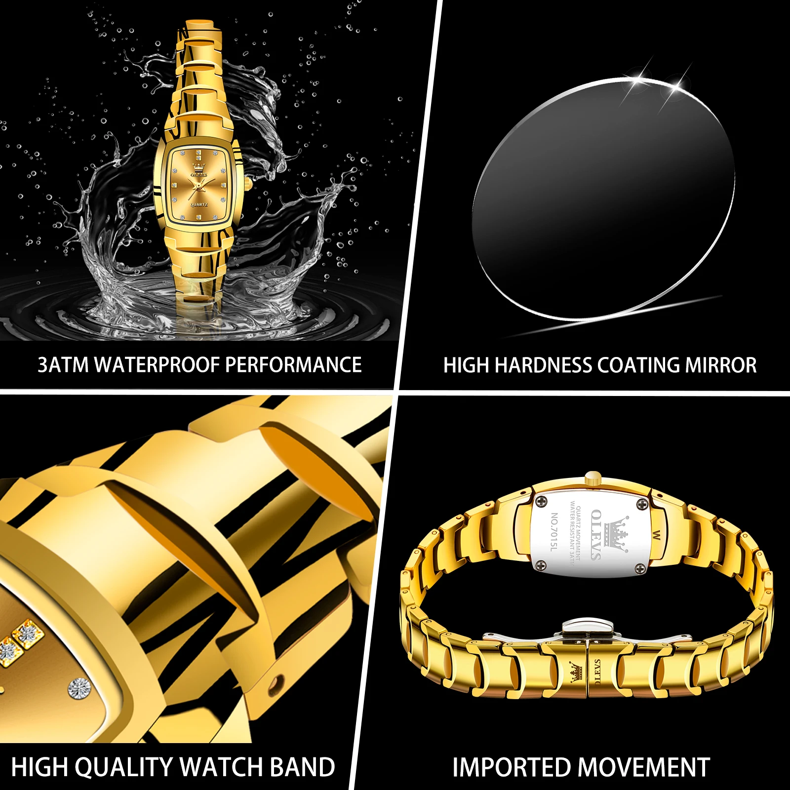 OLEVS Ladies Waterproof Watch Gold Luxury Stainless Steel Women Watches Creative Fashion Original Elegant Quartz Wristwatch Gift 6