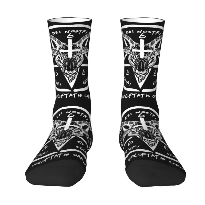 Cute 666 Baphomet Socks Uomo Donna Warm 3D Print Sigil Of Satan Knights Templar Calzini Sportivi Da Basket