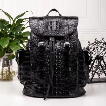 2023 New Luxury Crocodile Skin Men's Backpack Genuine Leather Back Pack For Man Casual Business Large Capacity Backpack 45