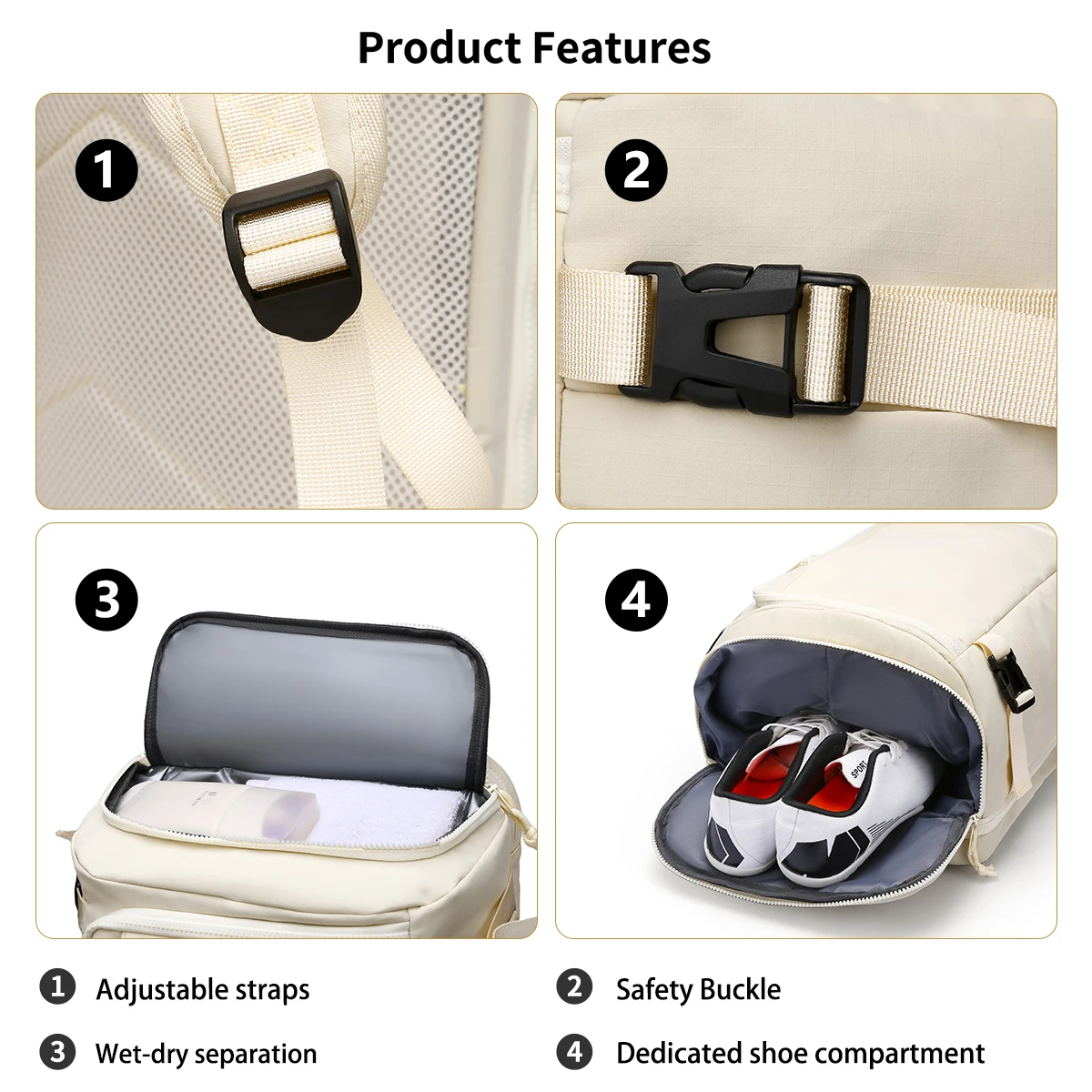 Travel Backpack Large Capacity Travel Compartment Backpack Women's Lightweight Business Trip Men's Multi-Functional Computer Bag Portable