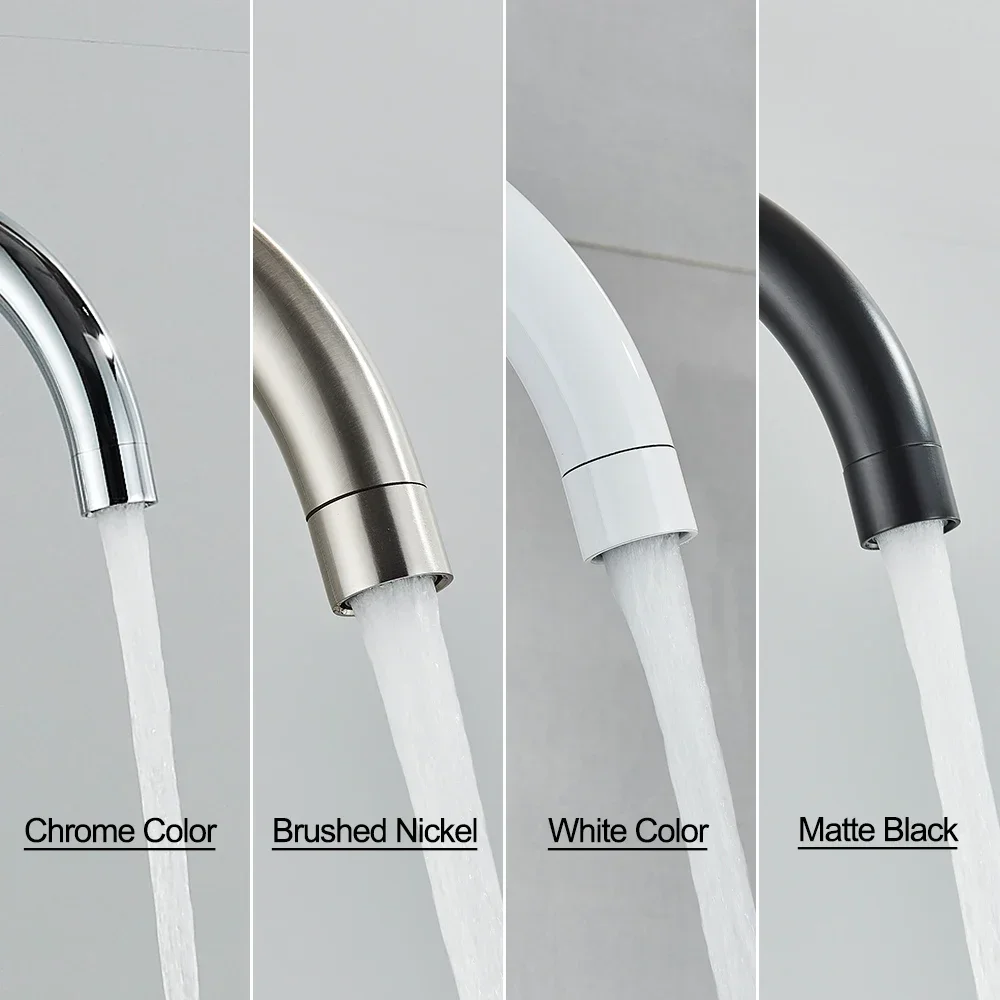 Chrome White Floor Mounted Bathtub Faucet Bathroom Freestanding Bath Tub Shower  Set Swivel Spout  Clawfoot  Mixer 2