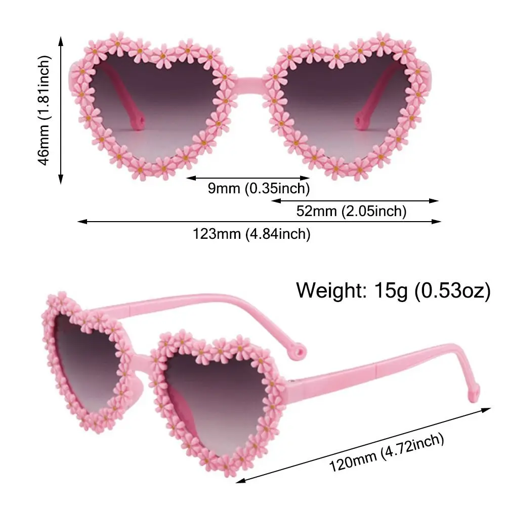 Cute Heart-Shaped Daisy Sunglasses for Kids Aged 3-18 Years Sun Protection Flower Sun Glasses Vintage Children Shades