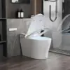 Smart Bidet Toilet, One Piece Toilet Quiet-Closed Heated Seat Sensor, Auto Close/Open, Foot Kick & Blackout Flush, Warm Wash 1