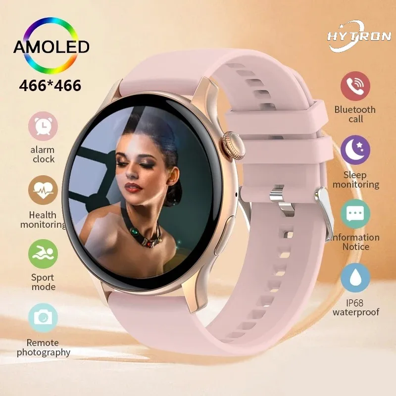 

2023 Bluetooth Call Women Smart Watch AMOLED Full Touch Always Display Time Fitness IP68 Waterproof Men Smartwatch Lady Clock