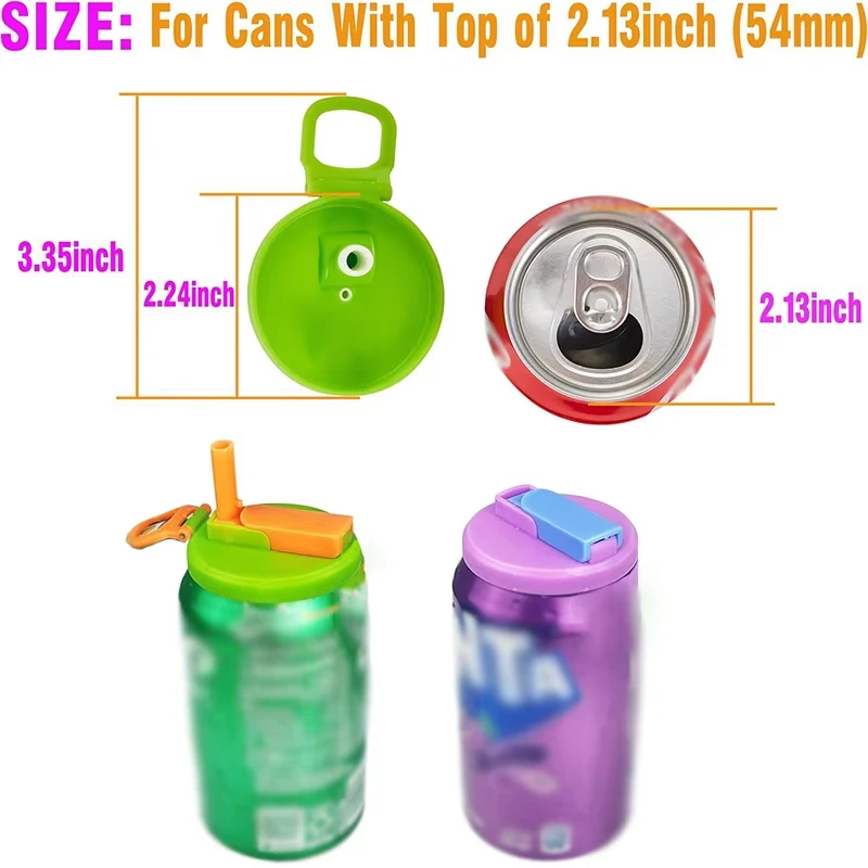 Soda can lid Portable Soda Can Lid Silicone Straw Soda Can Lid Reusable Suitable For Canned Beverages Beer Juice 1pcs With 2 straws