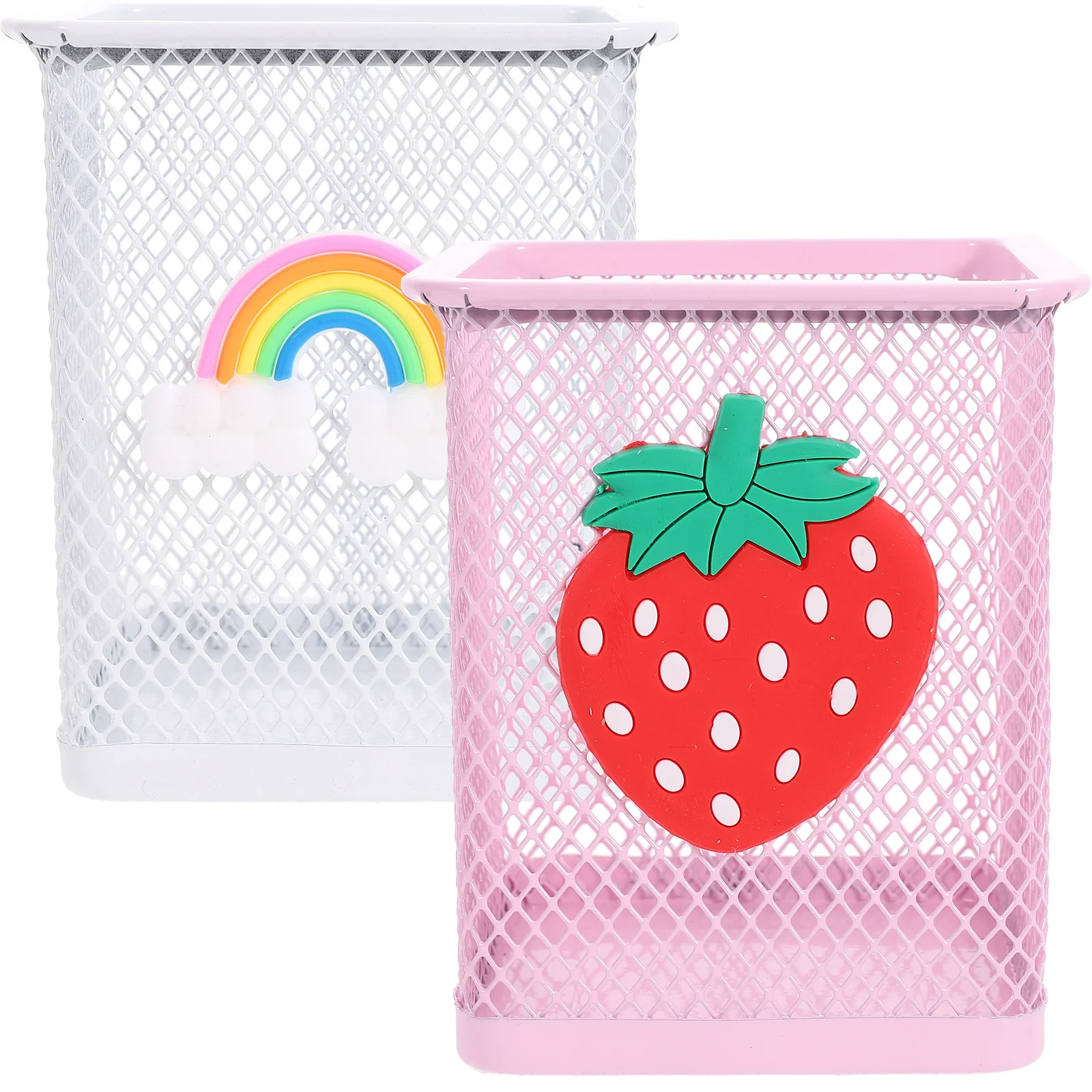 

2pcs Mesh Pen Holder Metal Mesh Pen Bucket Office Desk Pen Holder Stationery Storage Container