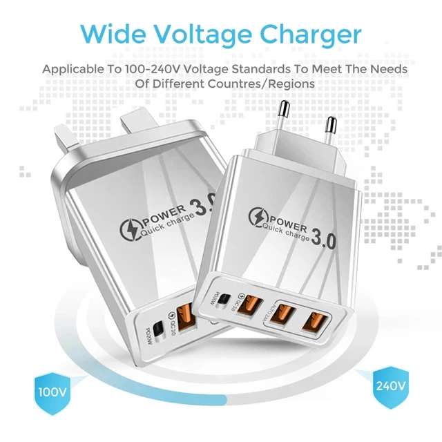Chargeur USB 48W QC 3.0 Type C PD, Charge Rapide pour iPhone 12 13 Max, Samsung S21, Huawei, Xiaomi, Téléphone Portable, Prise EU, US, Chargeur Mural 2