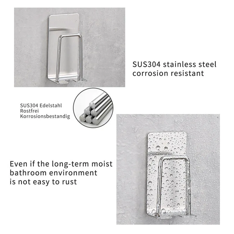 Silver Stainless Steel Toothbrush Holder Shaver Cup Wall Mount no drill Toothbrush Storage Rack Bathroom Accessories