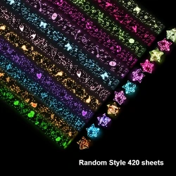 Glow - in - the - Dark Luminous Star Origami Paper Strips for DIY Crafts and Decorations (RandomStyle 420sheet)