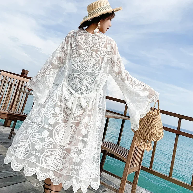 Strandjurk voor dames, grote maten, boho, strandtuniek, transparant, bikini, cover-ups, mini-jurk, sexy, zomer, strandponcho, jurken, strand, bedekking, shirt, lange mouwen, bikini cover-up voor