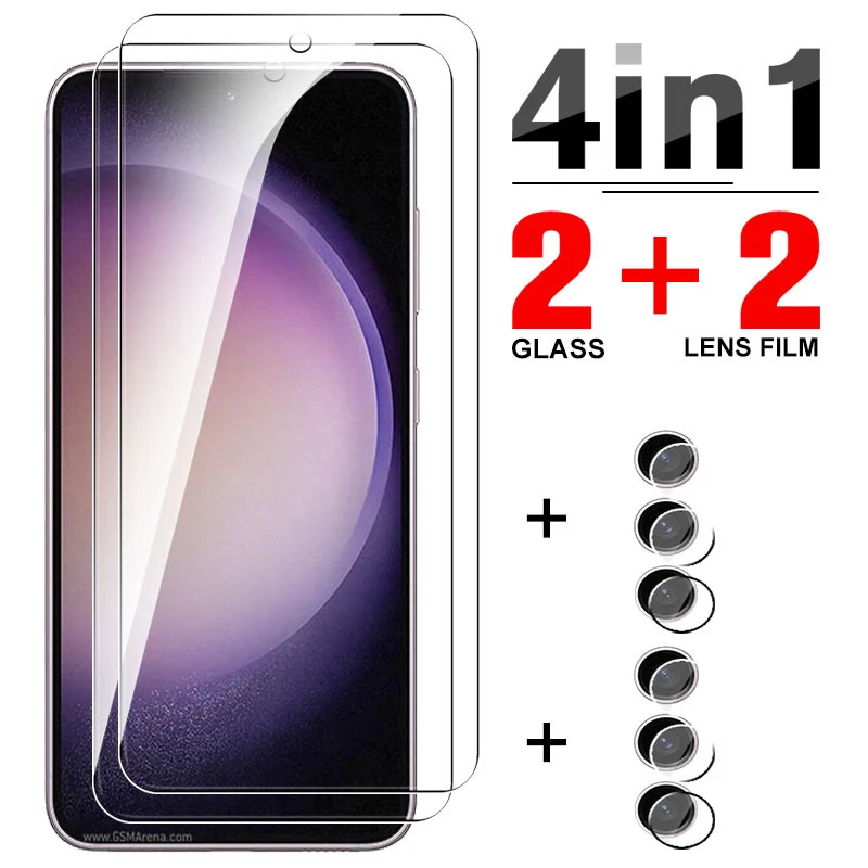 Vetro Temperato 4 In1 Per Samsung S23Plus Proteggi Schermo Full Cover Hd Per Samsung Galaxy S23 Plus S 23 23 Plus Pellicola Per Obiettivo Della Fotoca