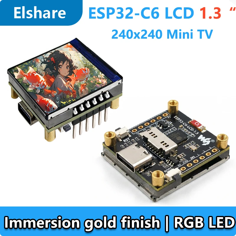 ESP32-C6 LCD 개발 보드 1.3인치 디스플레이 1.3인치 240x240 화면 ST7789 미니 TV SD 포트 QST LVGL 아두이노용
