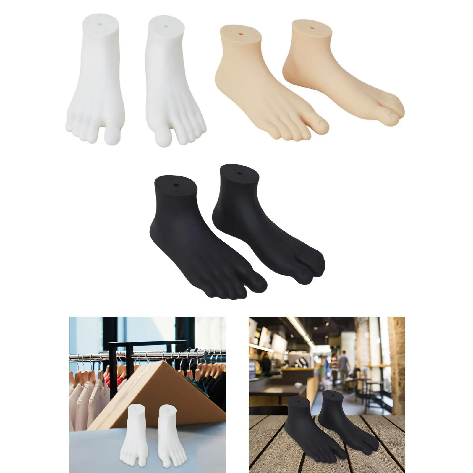 2 Pieces Mannequin Foot Display Model Lifelike Home Foot Forms Sandal Photography Props Showcase Malls Stockings Manikin Feet