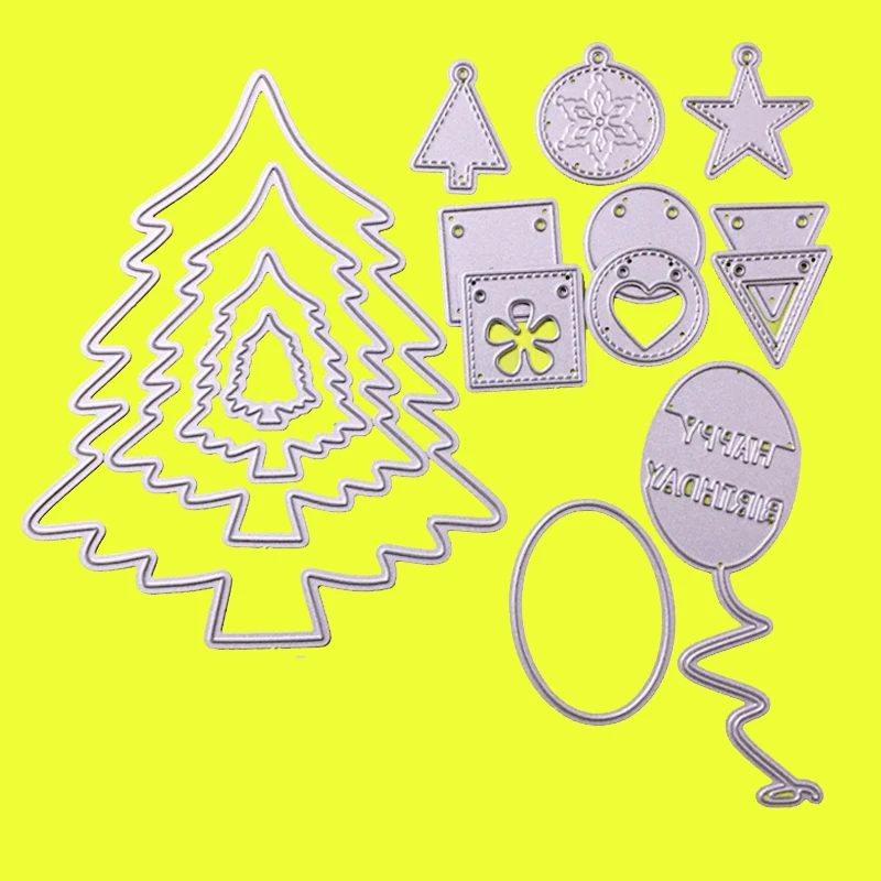 4 Set troqueles de corte de árbol de Navidad y MIni pancartas Charms globo álbum de recortes Cardmaking Paper Craft DIY Stencil|Troqueles| - AliExpress