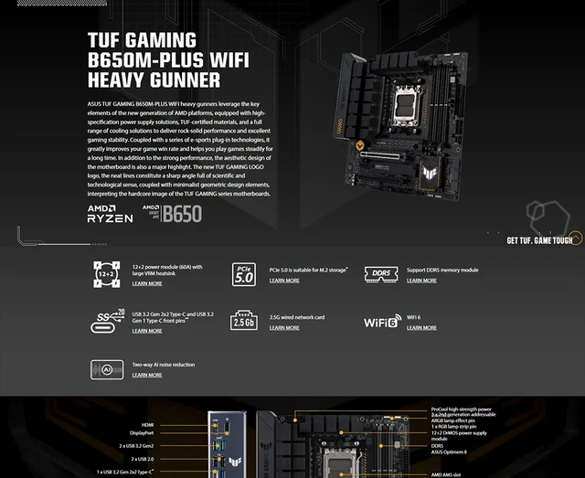 CSL Computer  Carte mère AMD Ryzen 7 7800X3D / ASUS TUF GAMING B650-PLUS  WiFi Bundle