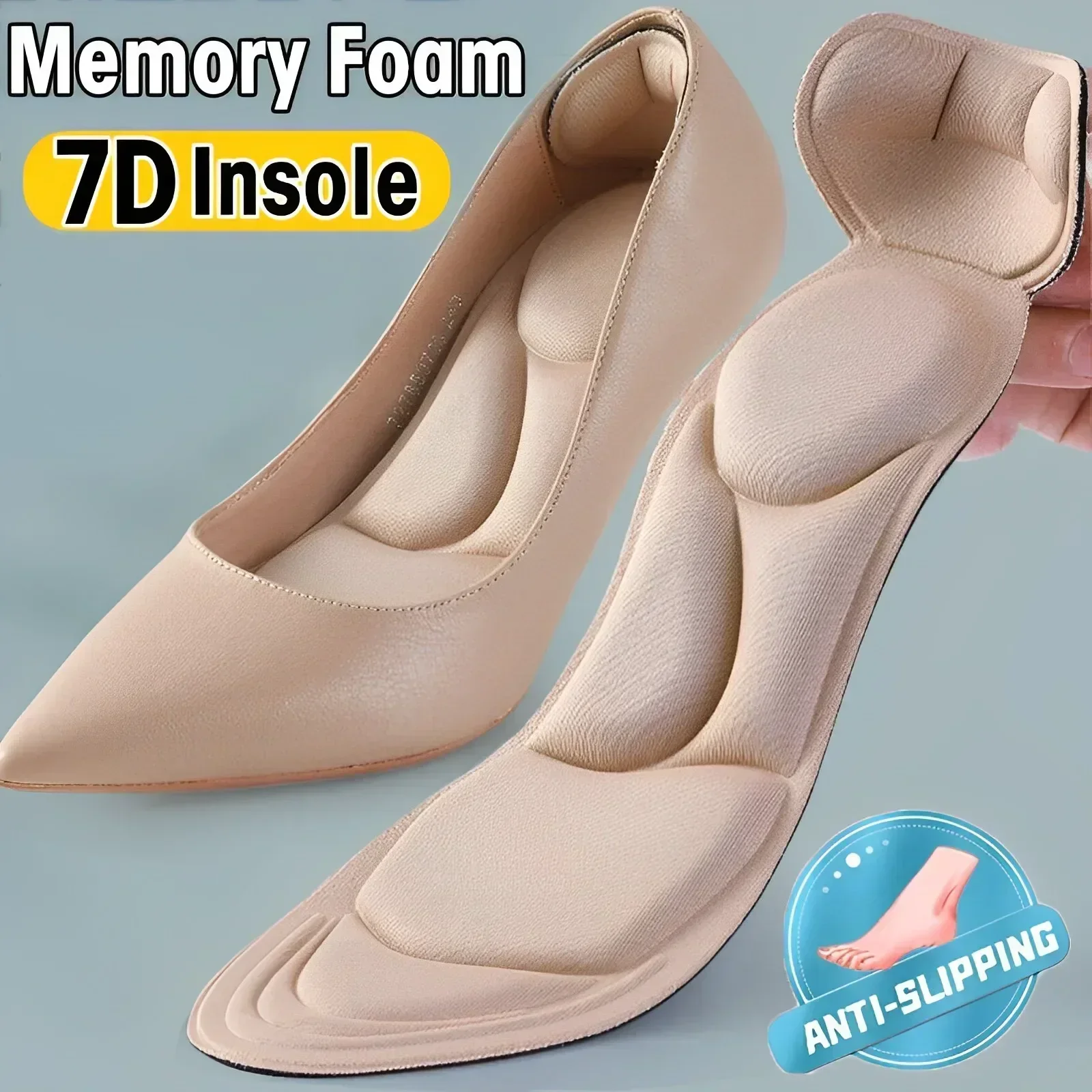thumbnail image 4 of Plantillas de espuma viscoelástica suave 7D con soporte para el arco del zapato, transpirables, antideslizantes, para mujer, 4 of 5