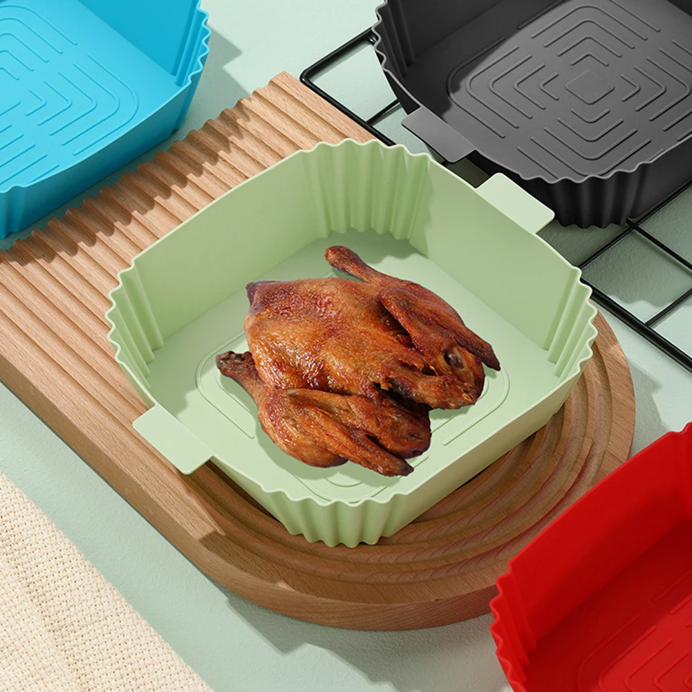 Air Fryer Accessories 20cm Air Fryers Oven Baking Tray Fried Chicken Basket Mat Silicone Pot Round Replacement Grill Pan