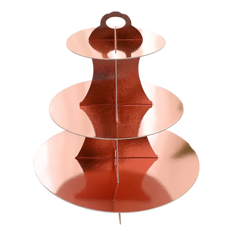 Disposable multi-layer paper cake rack birthday party decoration three-layer hot stamping dessert table cake tray cupcake stand