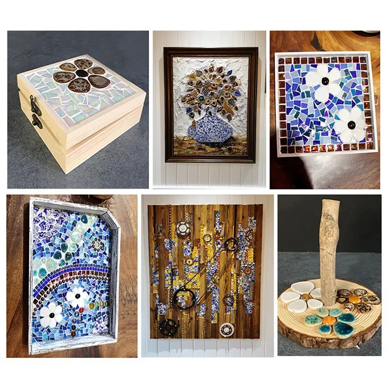 DIY Mosaic Supplies Glass Mosaic Tiles 100g/3.5oz Porcelain 5mm/0.2in Thickness Polygon/Ovoid/Round/Square Ceramic