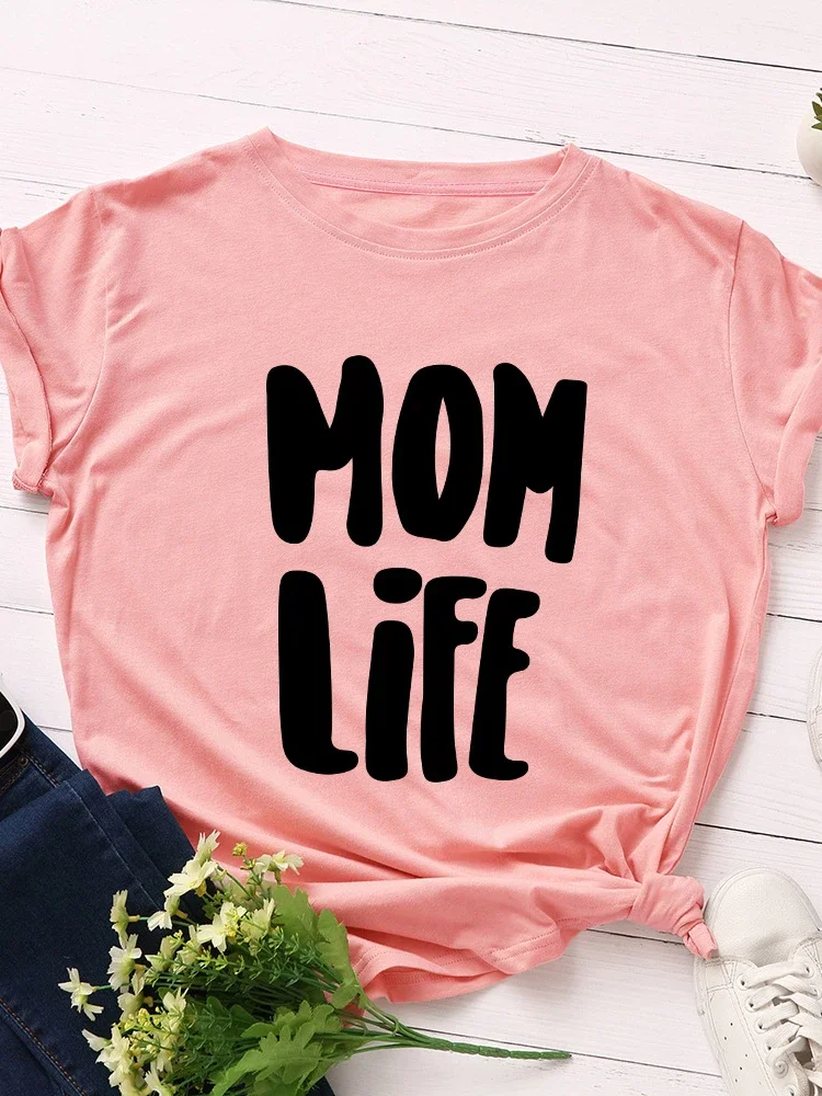 

Mom Life Black Letter Print Women T Shirt Short Sleeve O Neck Loose Women Tshirt Ladies Tee Shirt Tops Camisetas Mujer