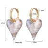 Boucles d'oreilles créoles tendance avec pendentif cœur bonbon, en acrylique doré et acier inoxydable, bijoux féminins