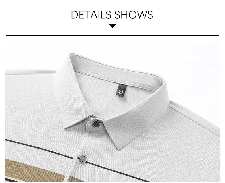 BROWON Brand 2025 Summer Men Polo Shirt Short Sleeve Lapel Collared Smart Casual Striped Office Polo Tops Tees for Men 28 S96abd5e3cc7146b59902c8196ad2b35ew