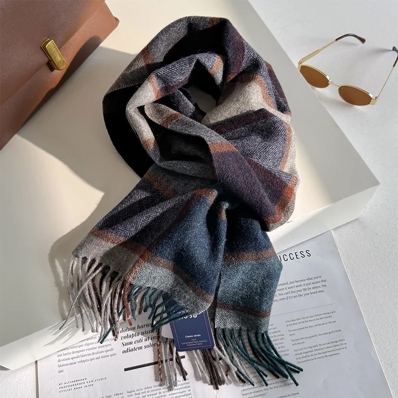100% wolle Frauen Schal Herbst Winter Vintage Adrette Plaid Wrap Schals Pashmina Mujer Femme Foulard Bufanda Schal Stola – Detail 2