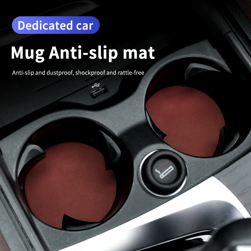 PU Leather Car Coasters For BMW 7cm Cup Holder Insert Mat Water Cup Slot Anti Slip Drink Bottle Holder Pad Interior Accessories