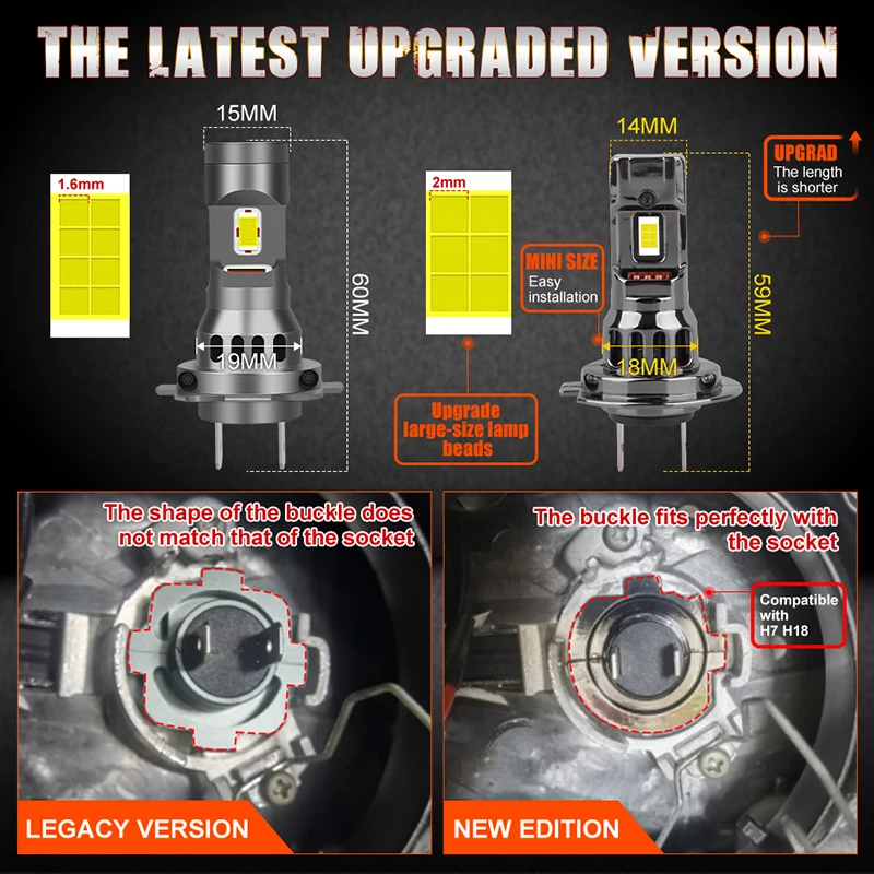 120W 30000LM H7 Led Car Headlights Bulb Canbus For VW Led Fog Lights Mini Fan 5580 CSP Chip Wireless HeadLamp 6000K 12V