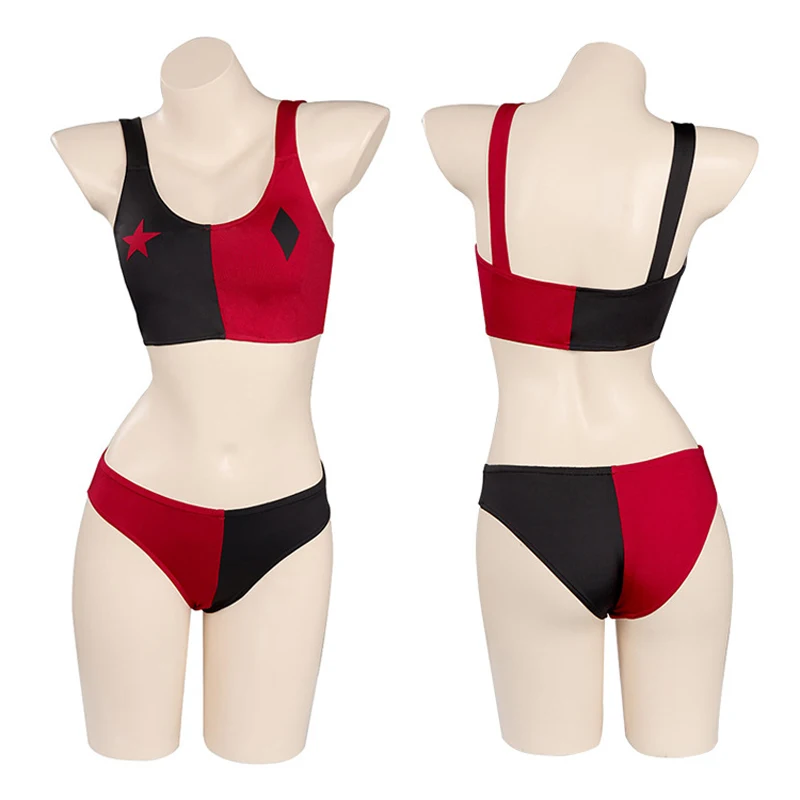 

Anime Halloween Cosplay Quinn Costume Swimsuit Two Pieces Woman Sexy Bikini Summer Beach Bathing Suit Carnival Party Swim Wear