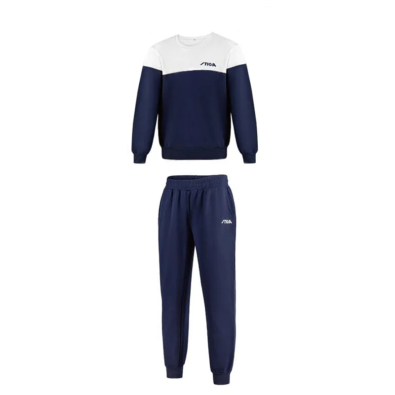 Stiga long sleeve hoodie with trousers table tennis jersey set sports clothing sportswear for men women outwear