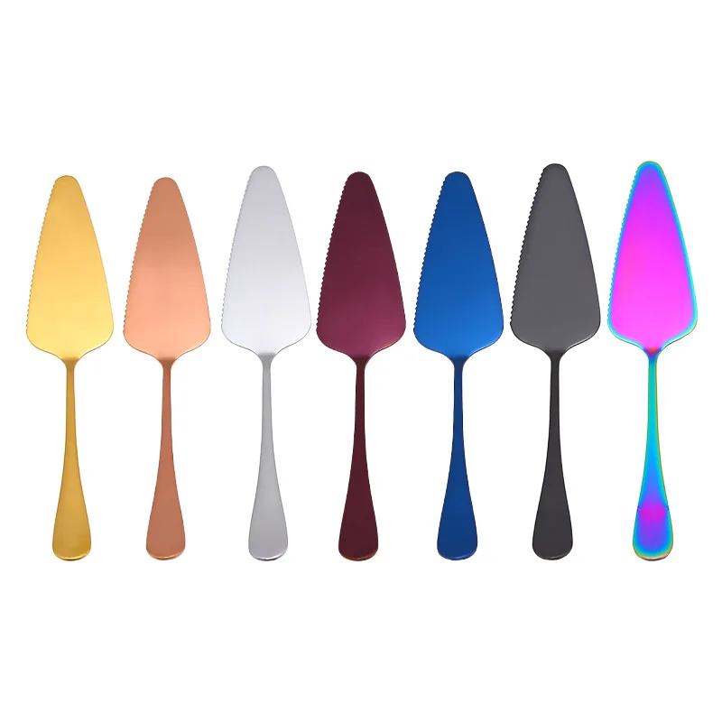 1 Piece Colorful Stainless Steel Serrated Edge Cake Server Blade Cutter Pie Pizza Shovel Cake Spatula Baking Tool