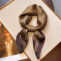 1pcs 70cm Houndstooth Printed Square Scarf for Women Imitation Silk CHRISTIAN Letters Fashionable and Versatile Headscarf Scarf 1