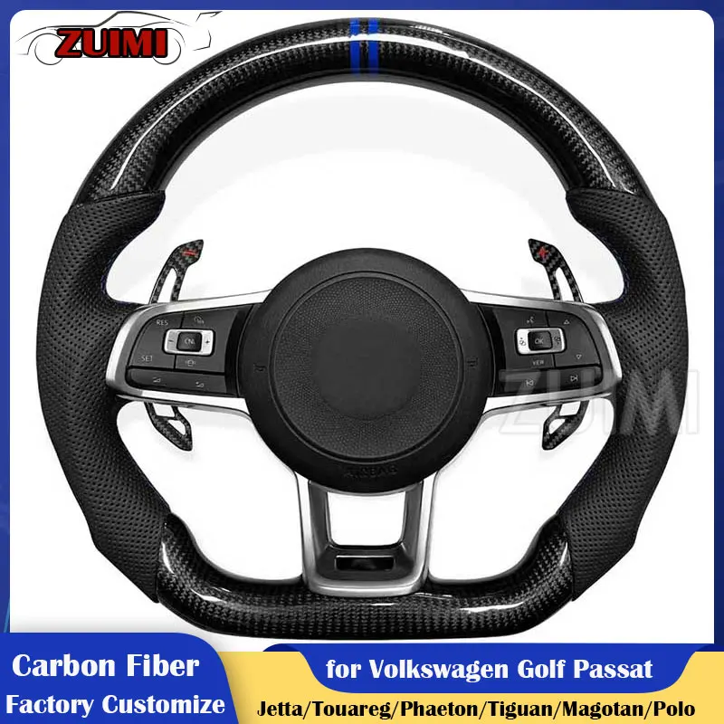 

100% Real Carbon Fiber Car Steering Wheel with Paddle Shifter for Volkswagen VW Golf 7 MK7 Passat B8 Touareg Tiguan Polo