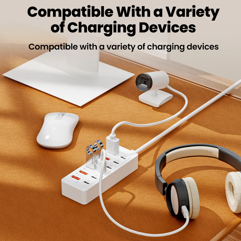 Multifunctional 12-in-1 USB-C Hub Power Strip with Fast Charging and High-Speed Data Transfer