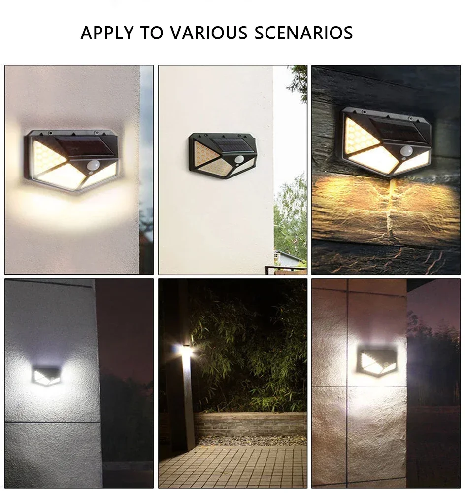 Solar Flood Light 100 LED Motion Sensor Outdoor Waterproof IP65 Garden